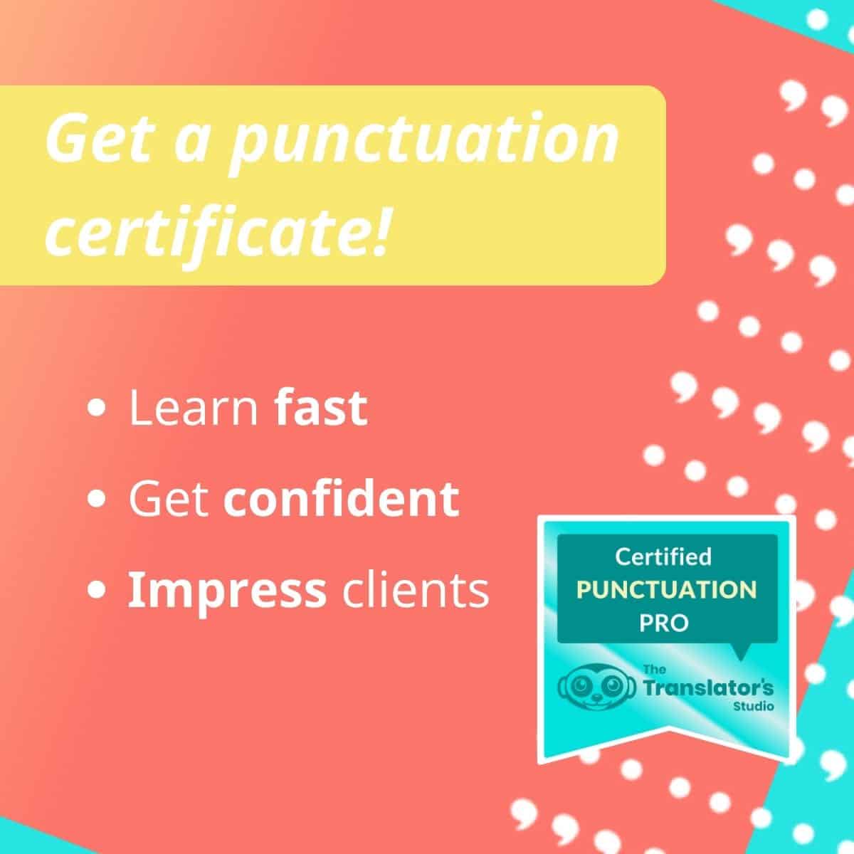 Get a punctuation certificate with Punctuation Pro course advertisement