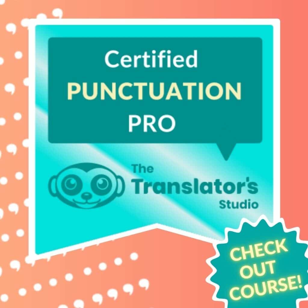 Punctuation Pro course advertisement showing the Punctuation Pro stamp