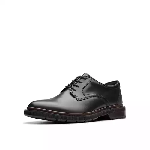 Clarks Men's Burchill Derby Oxford, Black Leather, 10